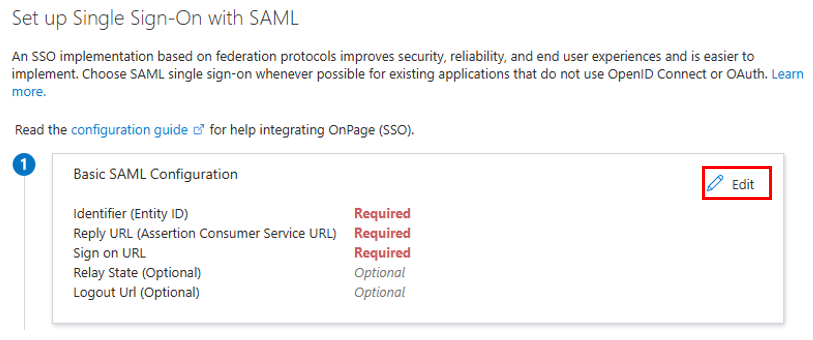 OnPage MS Saml Integration