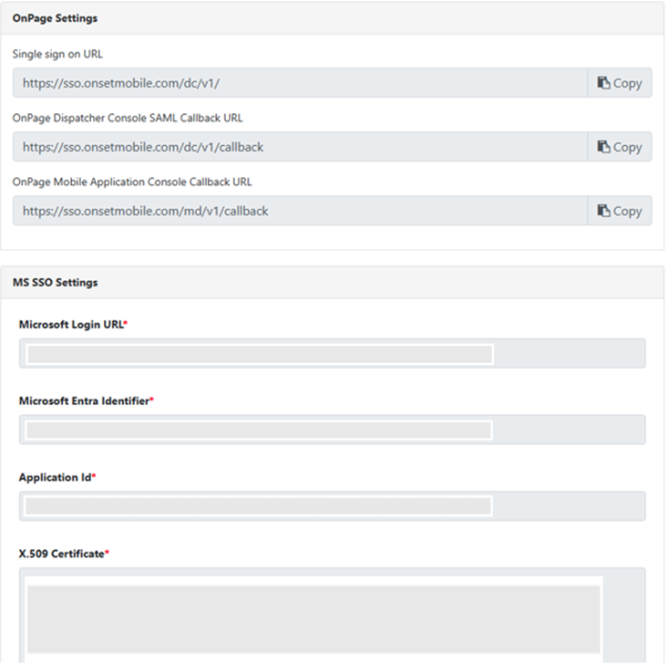 OnPage MS Saml Integration