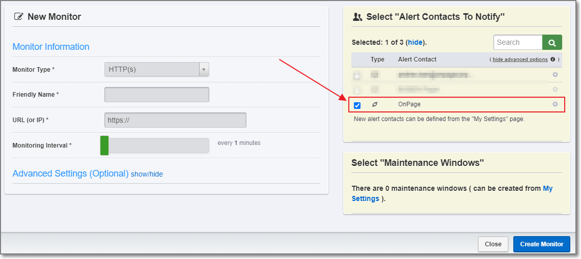 OnPage UpTimeRobot Integration